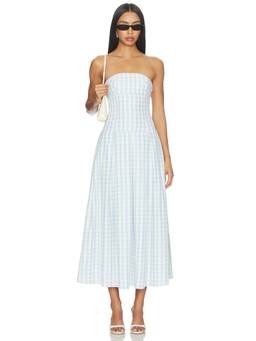MORE TO COME - Adley Women's Strapless Check Maxi Dress Blue