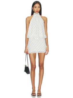 MORE TO COME - Olga Women's Polka Dot Halter Neck Mini Dress White
