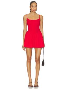 MORE TO COME - Smocked Women's Gauze Strappy Mini Dress Red