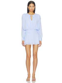 MORE TO COME - Bobbi Women's Chiffon Tie-Up Neck Mini Dress Blue