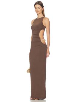 MORE TO COME - Cut Out Women's Sleeveless Bodycon Maxi Dress Brown