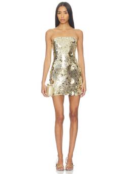 MORE TO COME - Adelaide Women's Strapless Sequin Bodycon Mini Dress Gold
