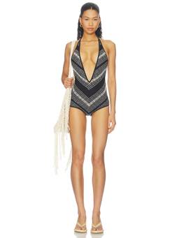 Missoni - Sequin Knit Women's Deep V-Neck One-Piece Swimsuit Black
