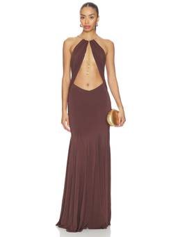 NBD - Marla Women's Halter Neck Cut-Out Maxi Dress Brown