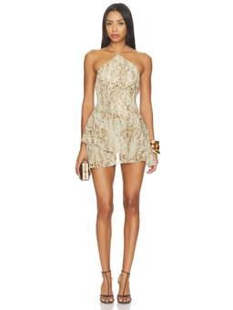 NBD - Najwa Women's Ruffled Halter Neck Mini Dress Beige