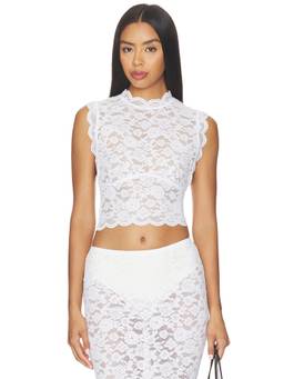 NBD - Asta Women's Scalloped Lace Trim Bodysuit White