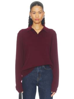 NILI LOTAN - Jovan Women's Cashmere Polo Button Sweater Burgundy