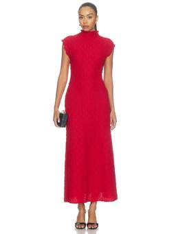 Proenza Schouler White Label - Cleo Women's Ruffled High Neck Midi Dress Red