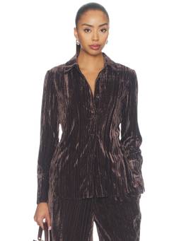 Proenza Schouler White Label - Velvet Women's Button-Up Shirt Brown