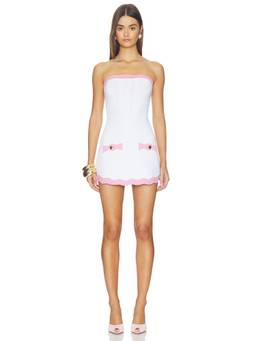 Retrofete - Mirelda Women's Strapless Metallic Bodycon Mini Dress White