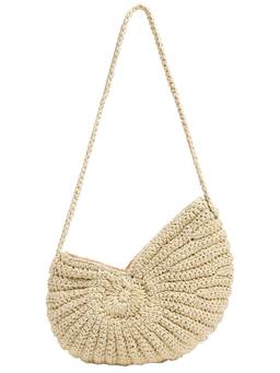 Stoney Clover Lane - Shell Spiral Woven Raffia Shoulder Bag Beige