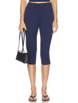 SER.O.YA - Samra Women's Mid-Waist Stretch Ponte Capris Navy Blue