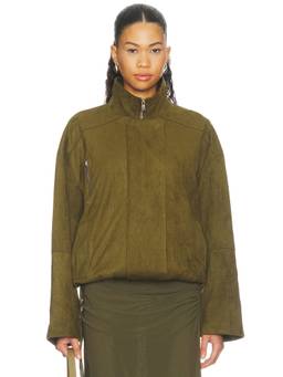 Sovere - Alula Women's Faux Suede Zip-Up Jacket Olive
