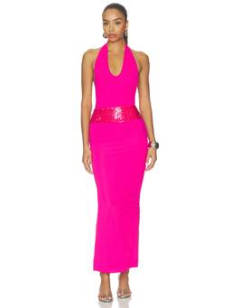 superdown - Taliah Women's Halter Neck Sequin Waist Maxi Dress Pink