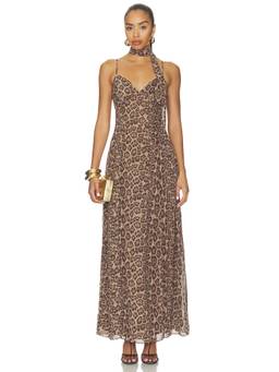 superdown - Marleigh Women's Leopard Print Strappy Maxi Dress Brown