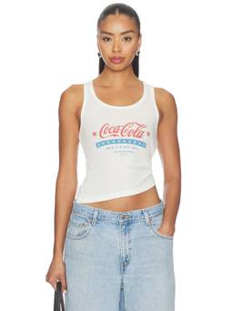 The Laundry Room - All American Coca Cola Women's Ribbed Sleeveless Tank Top White