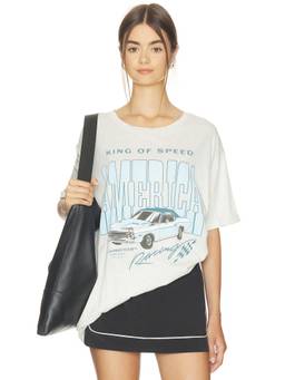 The Laundry Room - King Of Speed Women's Graphic Print Oversized Crew Neck T-Shirt Grey