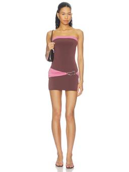 Tiger Mist - Colourblock Women's Strapless Cut-Out Bodycon Mini Dress Brown