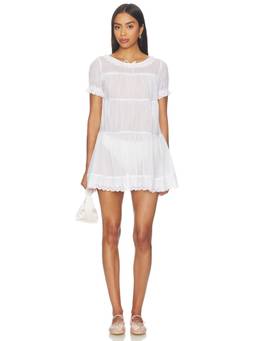 Tularosa - Eyelet Lace Women's Sheer Tiered Mini Dress White