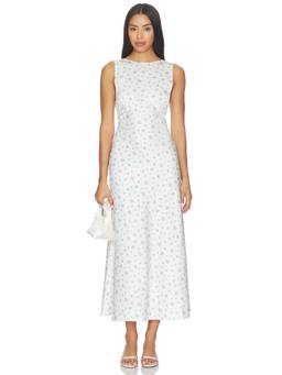 Tularosa - Dallen Women's Floral Print Satin Midi Dress White