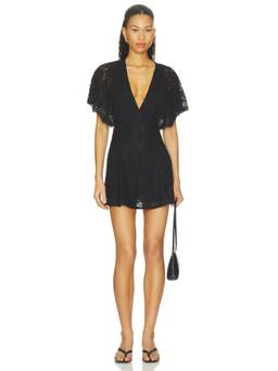 Tularosa - Letta Women's Lace Fringe Trim Mini Dress Black