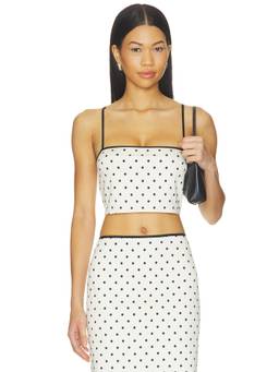 Tularosa - Elowen Women's Polka Dot Sleeveless Crop Top White