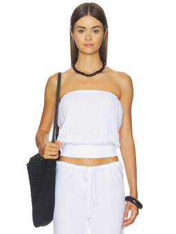 WellBeing + BeingWell - Noel Women's Strapless Shirred Waist Tube Top White