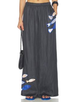 WeWoreWhat - Adjustable Leg Women's Elastic Waist Palazzo Pants Black
