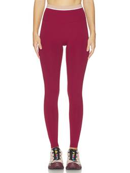 YEAR OF OURS - Sport Layered Women's High-Waisted Stretch Jersey Leggings Maroon
