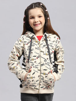 Monte Carlo - Cream & Black Printed Hooded Hoodie