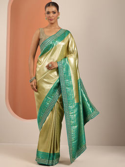 Libas - Green Woven Design Saree with Unstitched Blouse