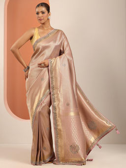 Libas - Peach Embellished Saree with Unstitched Blouse