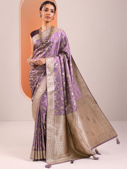 Libas - Lavender Woven Design Handloom Saree with Unstitched Blouse