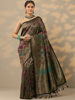 Libas - Olive Woven Design Saree with Unstitched Blouse
