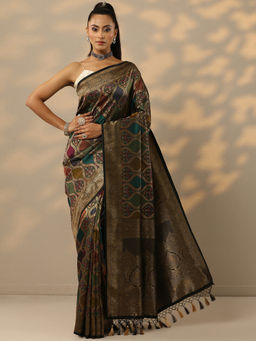 Libas - Multi-Color Woven Design Saree with Unstitched Blouse