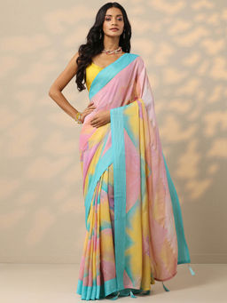 Libas - Multi-Color Printed Chinon Saree with Unstitched Blouse