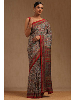 Soch - Womens Multi-Color Crepe Ethnic Motifs Saree with Unstitched Blouse