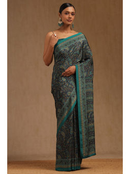 Soch - Womens Multi-Color Multi-Color Crepe Paisley Print Saree with Unstitched Blouse