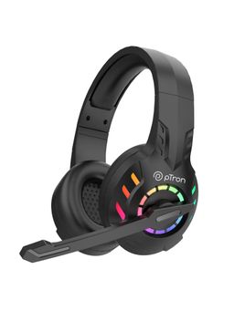 pTron - Studio Pixel Over-Ear Wireless Gaming Headphones with 40Hrs Playtime - Black
