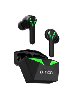 pTron - Bassbuds Jade Gaming Tws Earbuds 40Hrs Playback Punchy Bass Stereo Calls & Ipx4 - Black