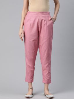 Readiprint - Women Linen Solid Pink Trouser