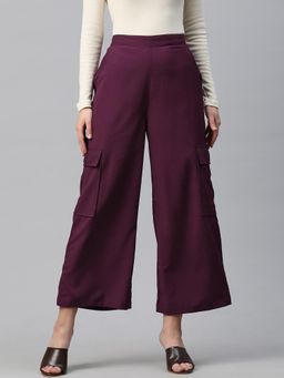 Readiprint - Women Polyester Textured Wine Palazzo