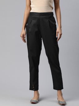 Readiprint - Women Viscose Solid Black Trouser