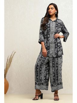 Biba - Women Rayon Floral Black Co-Ord (Set of 2)