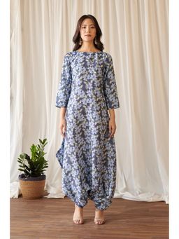 Pasha India - Women Blended Fabric Floral Navy Blue Dhoti Inspired Jumpsuit
