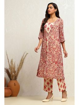 Biba - Women Georgette Floral Multi-Color Kurta with Pant with Jacket (Set of 3)
