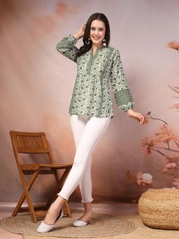 Stylum - Women Cotton Floral Green Top
