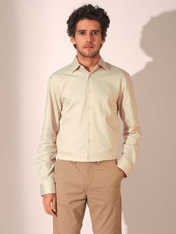 Selected - Beige Slim Fit Stretch Formal Shirt