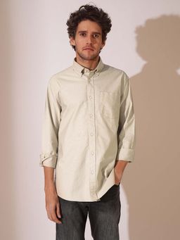 Selected - Beige Cotton Oxford Casual Shirt