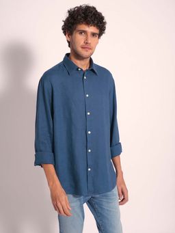 Selected - Blue Linen Full Sleeves Casual Shirt